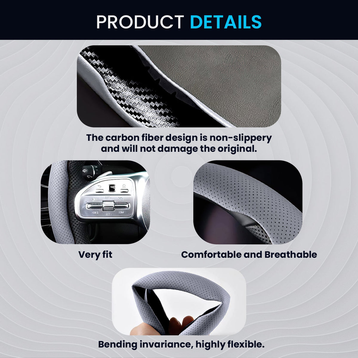 Grey Steering Wheel Grip
