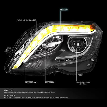 LED DRL Black Projector Headlight