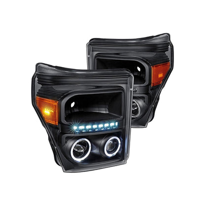 LED DRL Black Projector Headlight