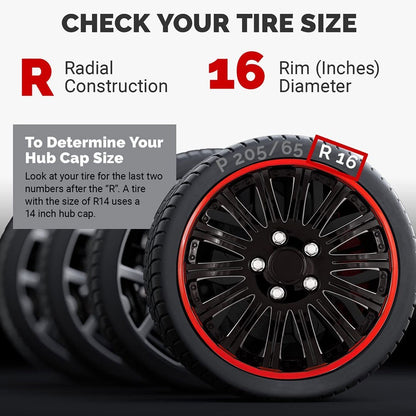 Universal Fit Black with Red Trim Car Rim